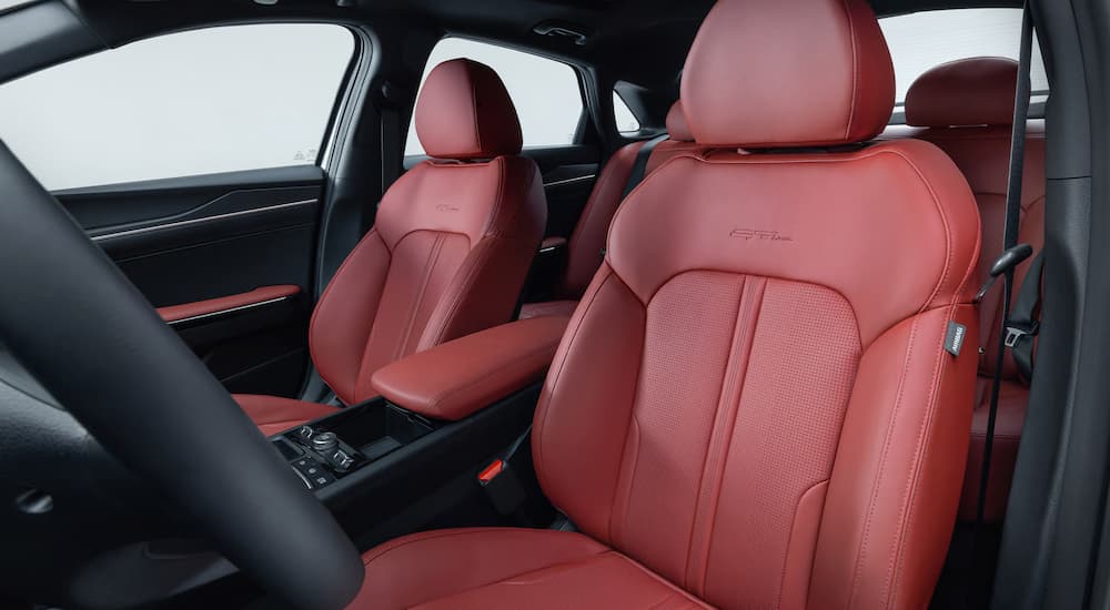 Red leather interior in a 2025 Kia K5 GT-Line