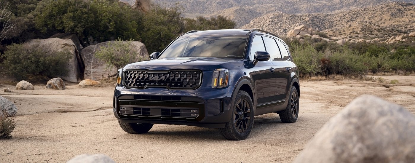Blue 2025 Kia Telluride for sale near Brooklyn Park parked after a test drive
